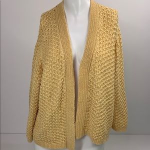 Chicos Womens Open Knit Crochet Yellow Shrug Boler